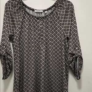 Notations Geometric Black and Beige Blouse